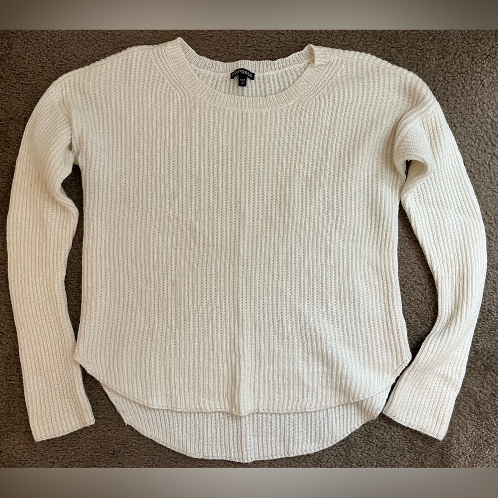 Express Women's Ribbed Cream Sweater